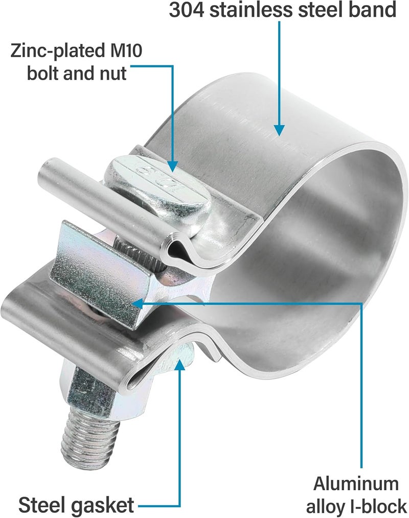 Reswish ESEWALAS 2 Pack Stainless Steel Exhaust Clamp, Narrow Band Muffler Seal,Car Accessories Narrow Band Muffler Clamp,Use for Exhaust System (2.0 inch) - Image 3